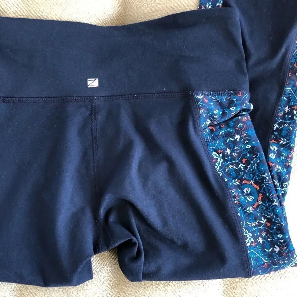 Z by Zobha Blue Leggings Print Panel Zippers S 4 6 - Picture 6 of 12